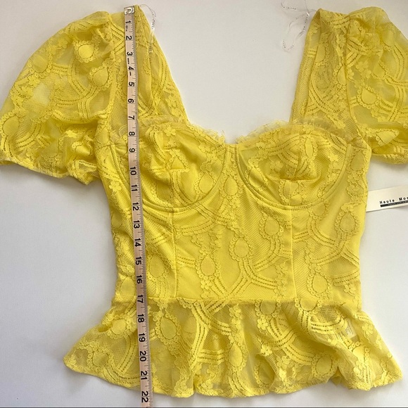 SOLD NWT Haute Monde Yellow Lace Bustier Corset Top - Picture 6 of 9